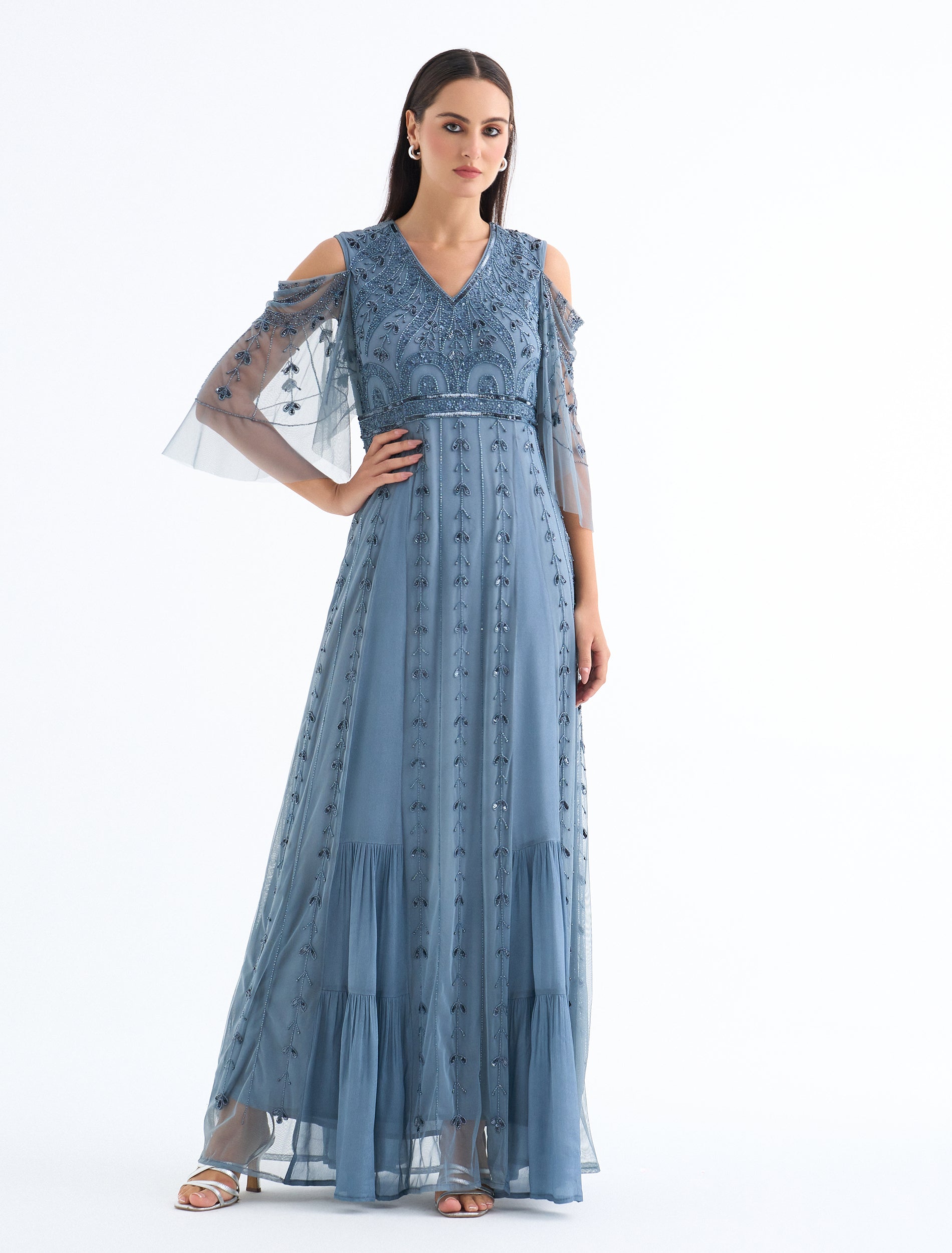 dream angels evening dress Dream Angels Chiffon & Lace Draped Slip Gown