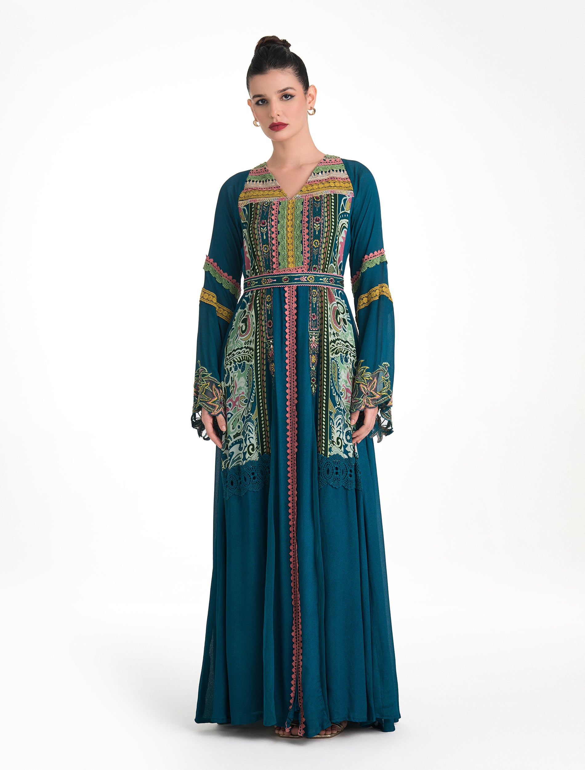 Shop Now: Luxurious Dark Blue Evening Dress with Stylish Middle Eastern Design Shop Now: Luxurious Dark Blue Evening Dress with Stylish Middle Eastern Design
