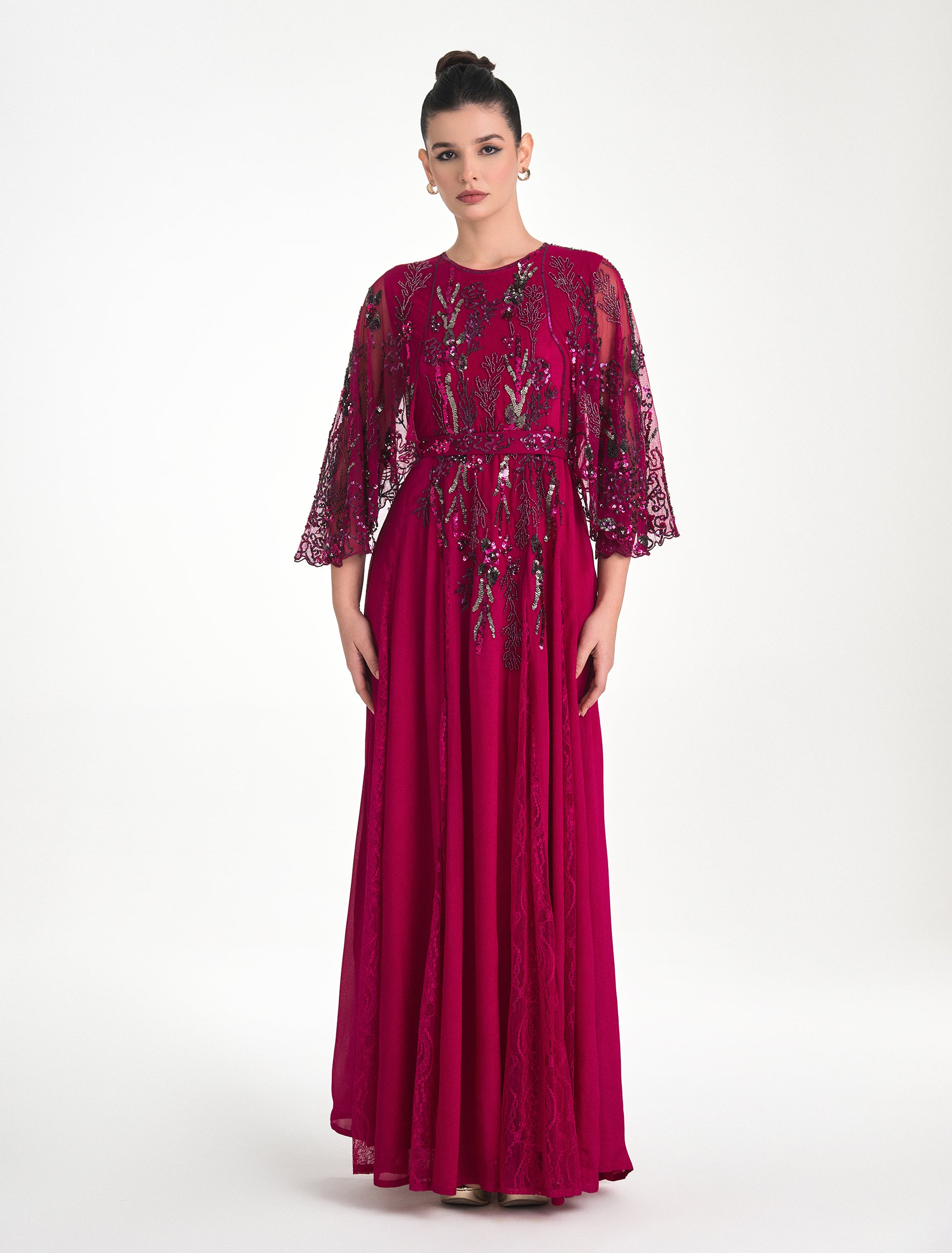 Shop Now: Red Lace Evening Dress with Three-Quarter Sleeves for special occasions! Shop Now: Red Lace Evening Dress with Three-Quarter Sleeves for special occasions!