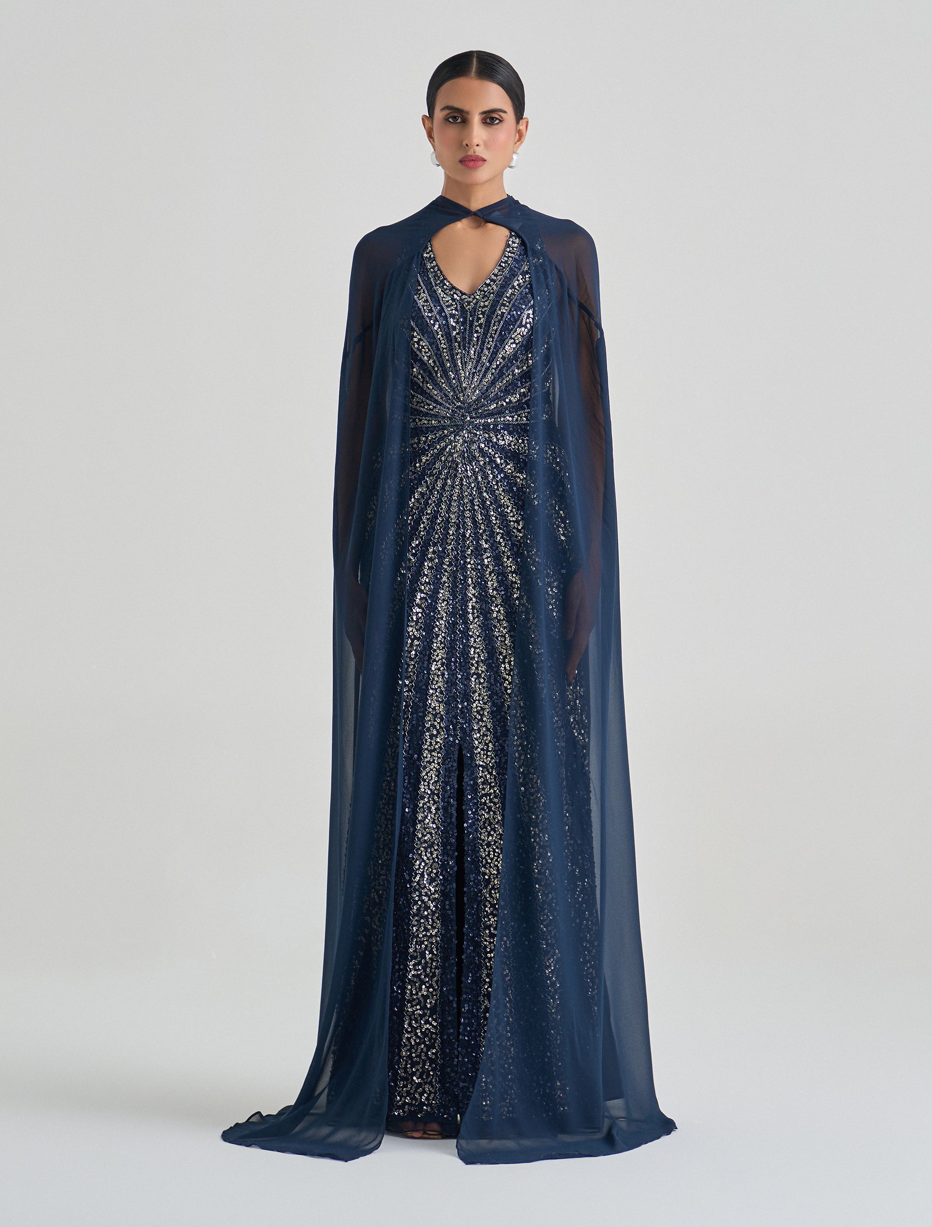 Long Navy Sequin Evening Dress Elegant Royal Design for Parties and Formal Events Long Navy Sequin Evening Dress Elegant Royal Design for Parties and Formal Events