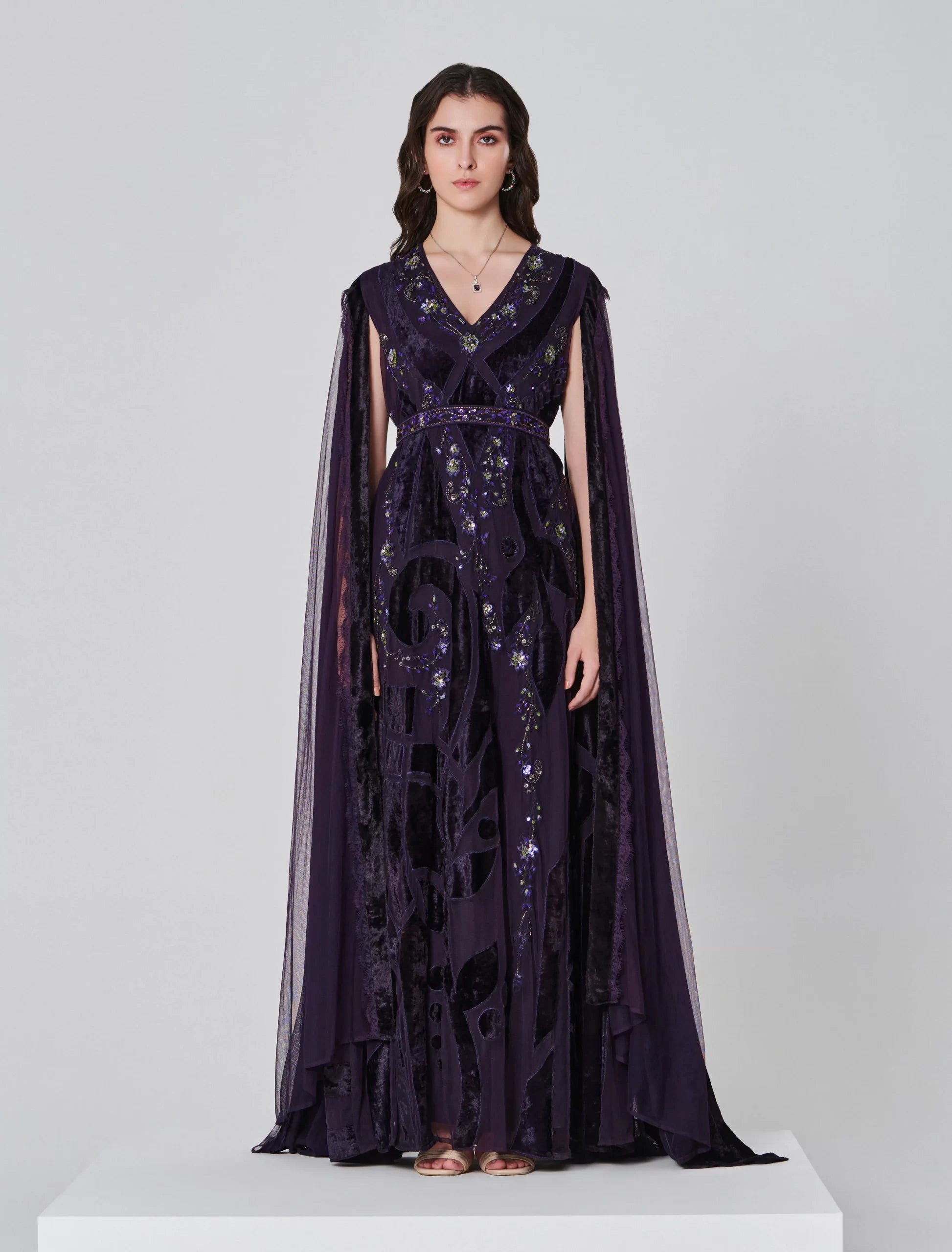 Shalky's Cape-sleeved Dark Purple Dress Shalky's Cape-sleeved Dark Purple Dress