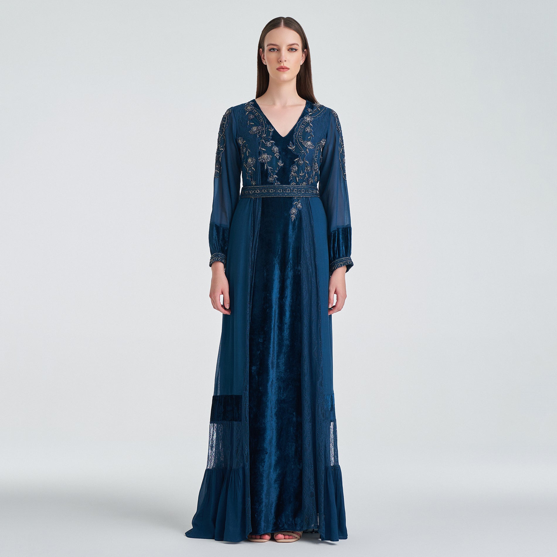 Dark Navy Long Evening Dress by Shalky