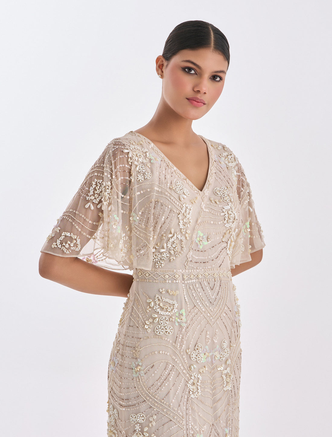 Hand-embroidered evening dress