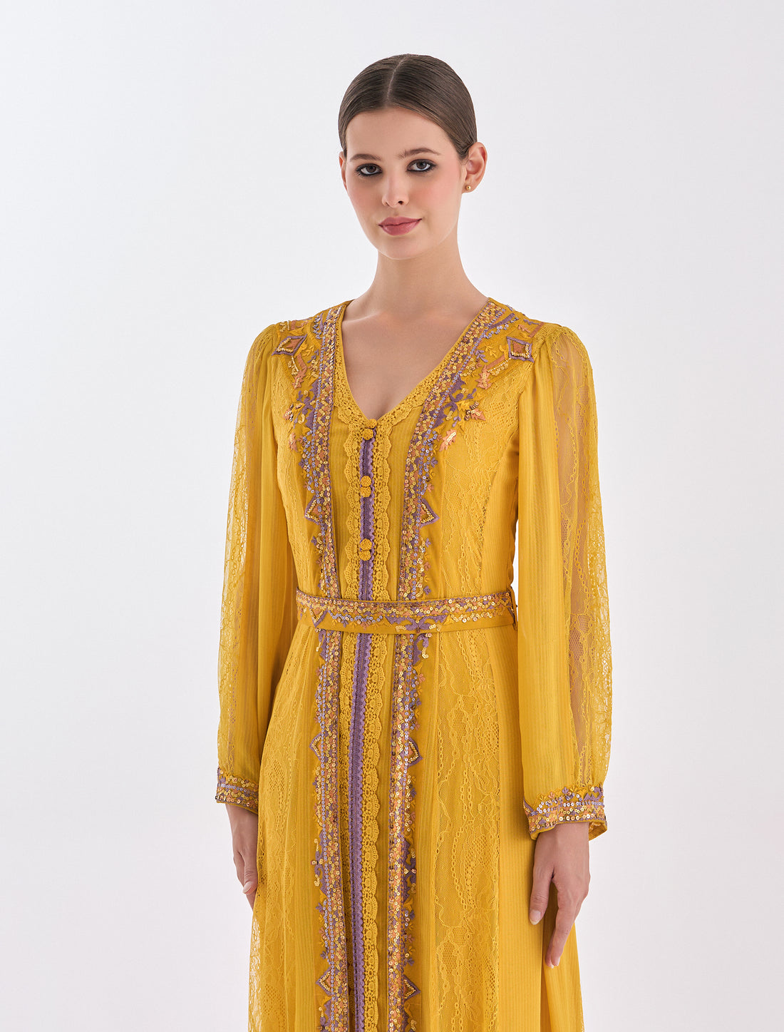Modest Yellow Evening Dress