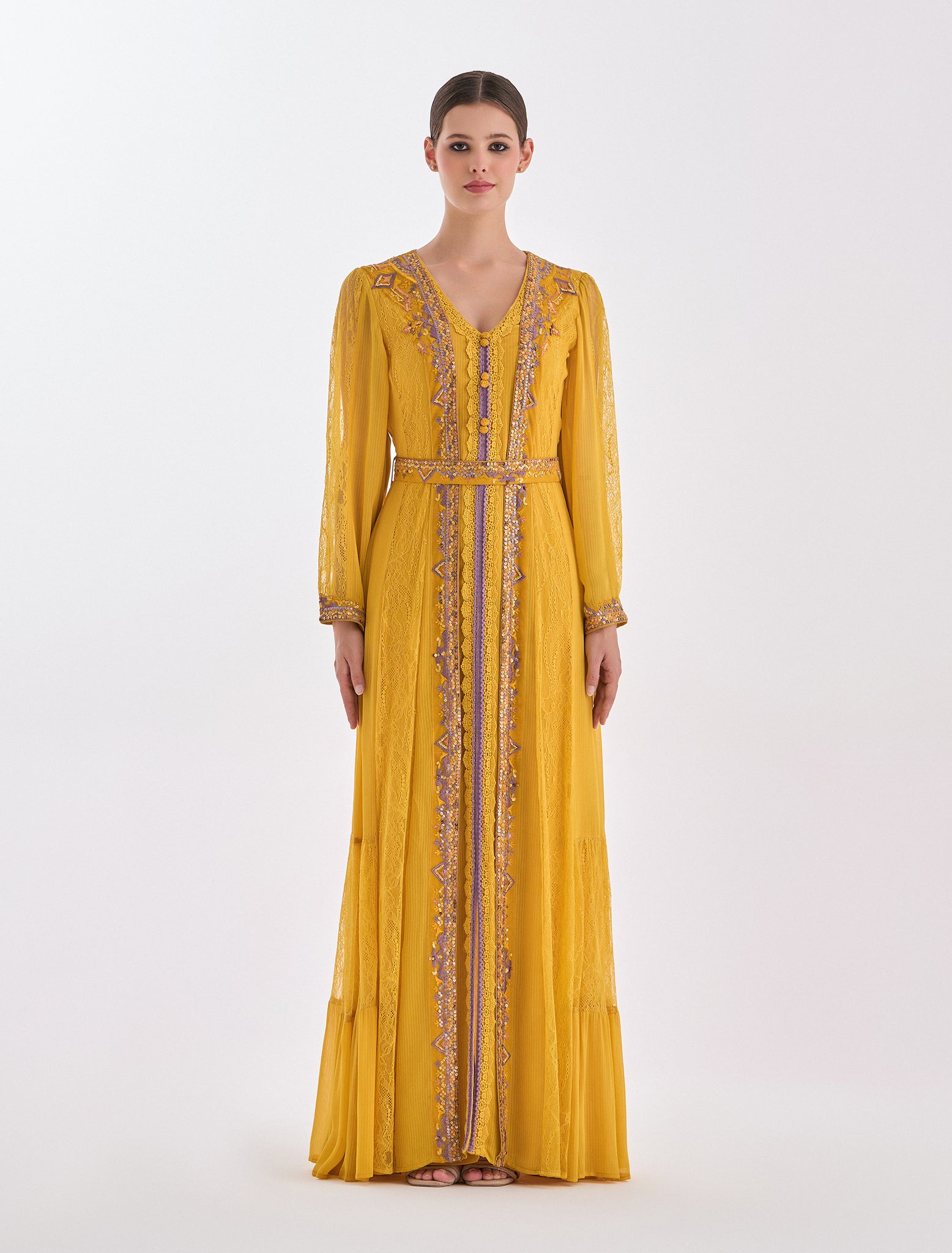 Modest Yellow Evening Dress
