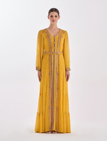 Modest Yellow Evening Dress
