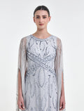 فستان كم طويل سهرة راقي بتطريزات لامعة
Long-sleeve maxi dress with shimmering embroidery