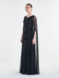 فستان ناعم طويل مطرز جذاب
Long black dress women with hand embroidery