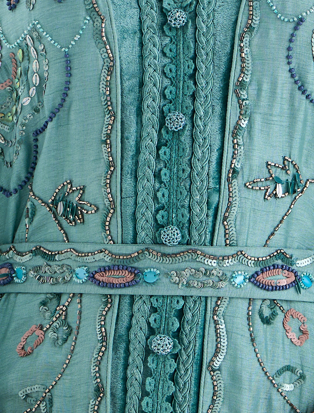 فستان بأكمام واسعة تركواز طويل 