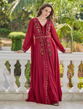 فستان مطرز بتطريز ذهبي بأكمام طويلة راقية
Long-Sleeve maxi dress with gold embroidery 