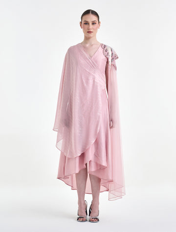 Blush Petal Drape Dress