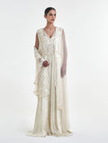 فستان سهرة اوف وايت مع كاب من التول الناعم
off-white dress with emboidered tulle capr for soirees