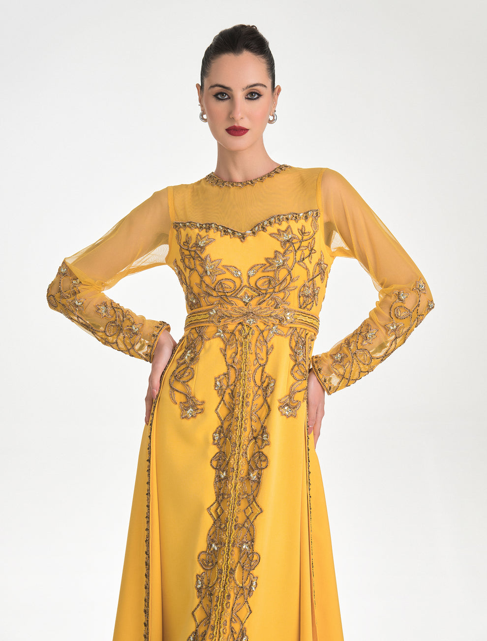 Shop this Long Yellow Evening Dress with a Stunning Design for Evenings