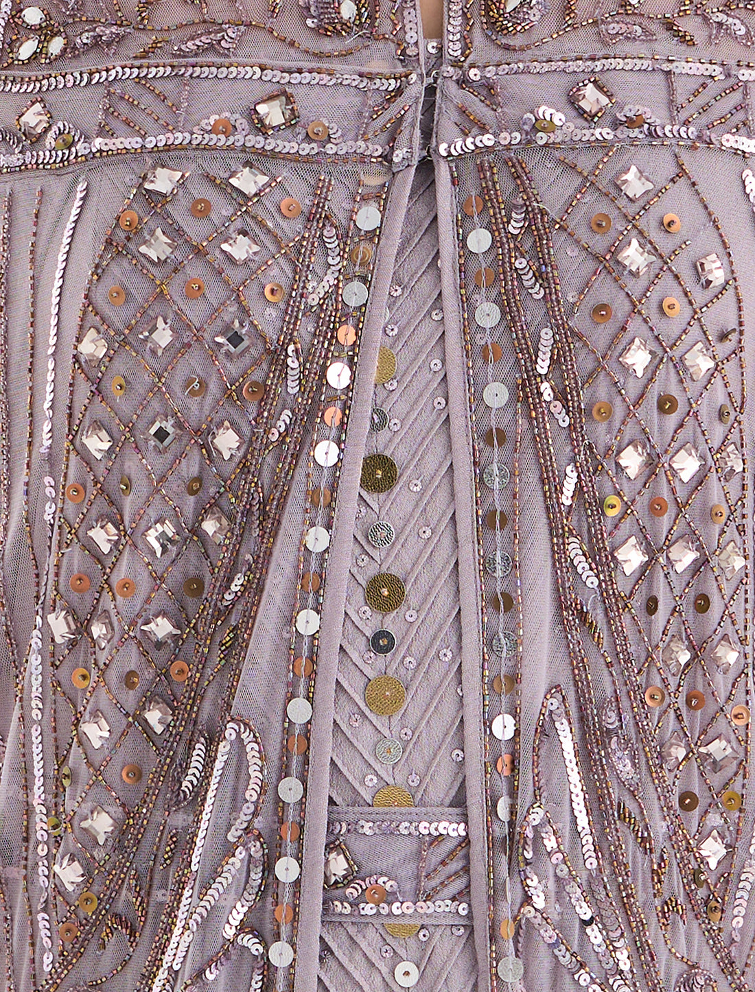 Mouve Bead-Embroidered Evening Dress