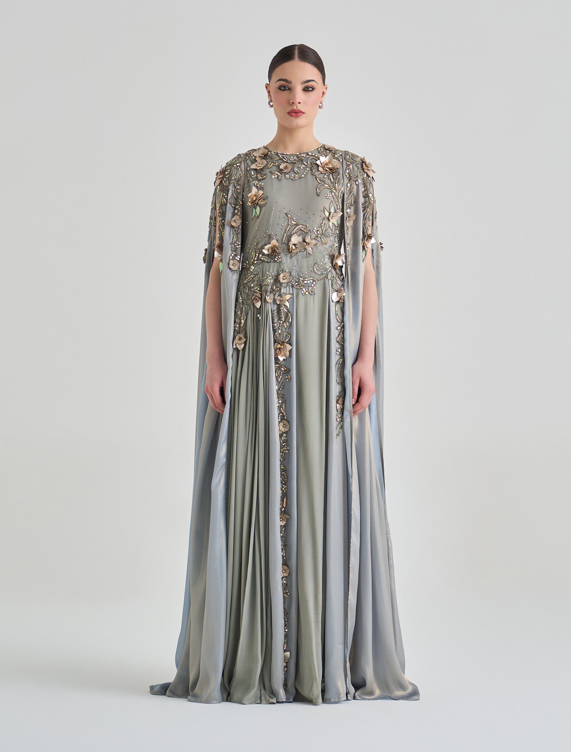 Silver grey dress from the luxury evening dresses