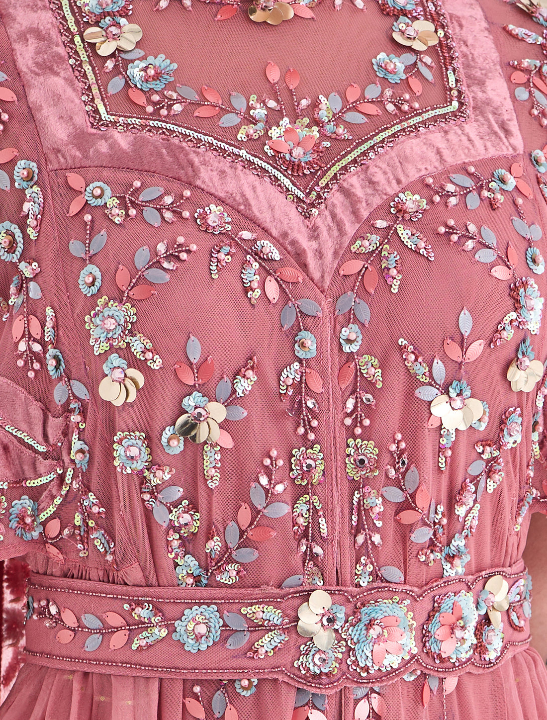 Hand-embroidered evening dress