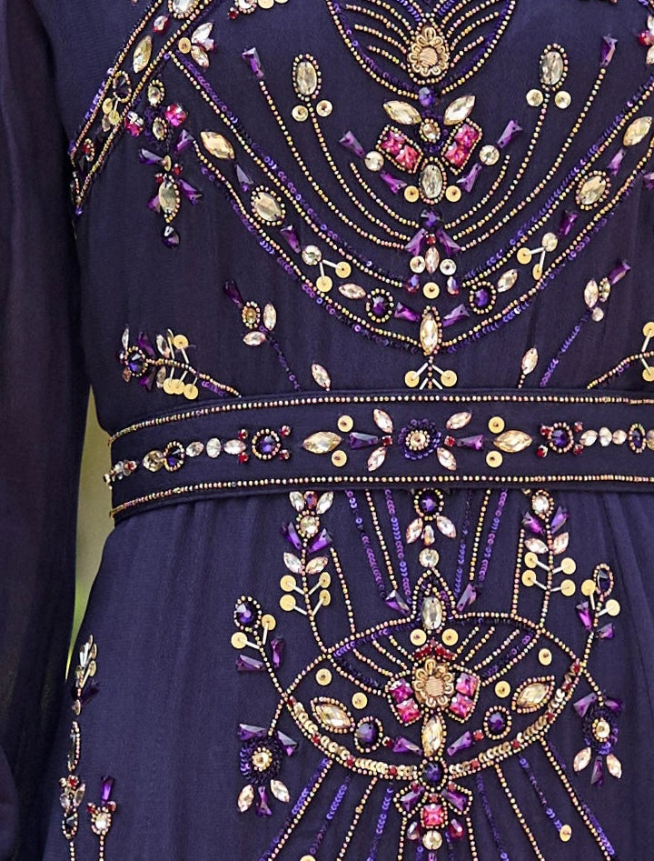 Long Sleeve Dress with Luxurious Mouve Velvet