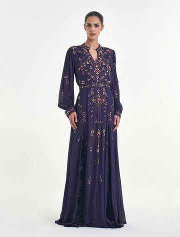 Long Sleeve Dress with Luxurious Mouve Velvet