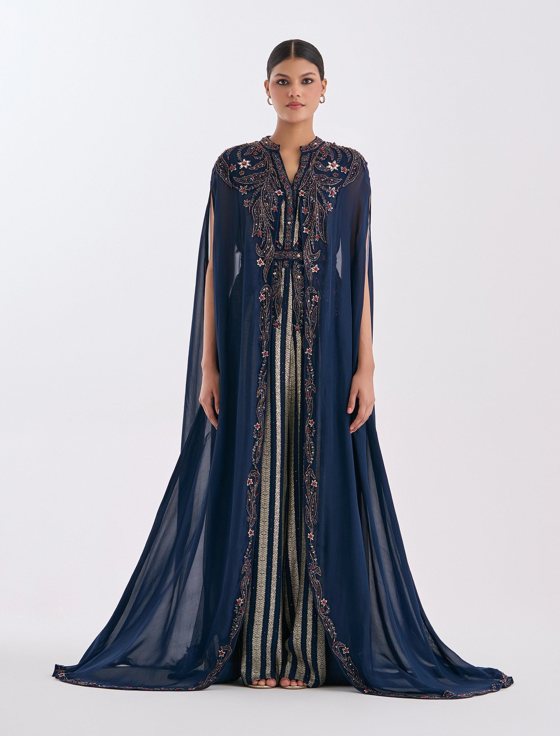 Jumpsuit for women in navy blue with embroidery