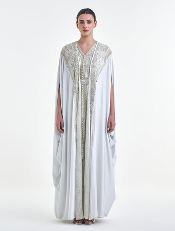 Long White Dress with Opulent Hand Embroidery