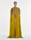 فستان سهرة لون اصفر بتطريزات ذهبية فاخرة
Yellow dress with refined gold embroidery