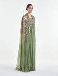 موديلات فساتين سهرة طويلة بفستان سهرة لون اخضر راقي
Long evening dresses- a refined green dress with emb