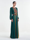 موديل فستان سهرة أنيق بلون أخضر داكن
long-sleeve maxi dress in dak green for evenings