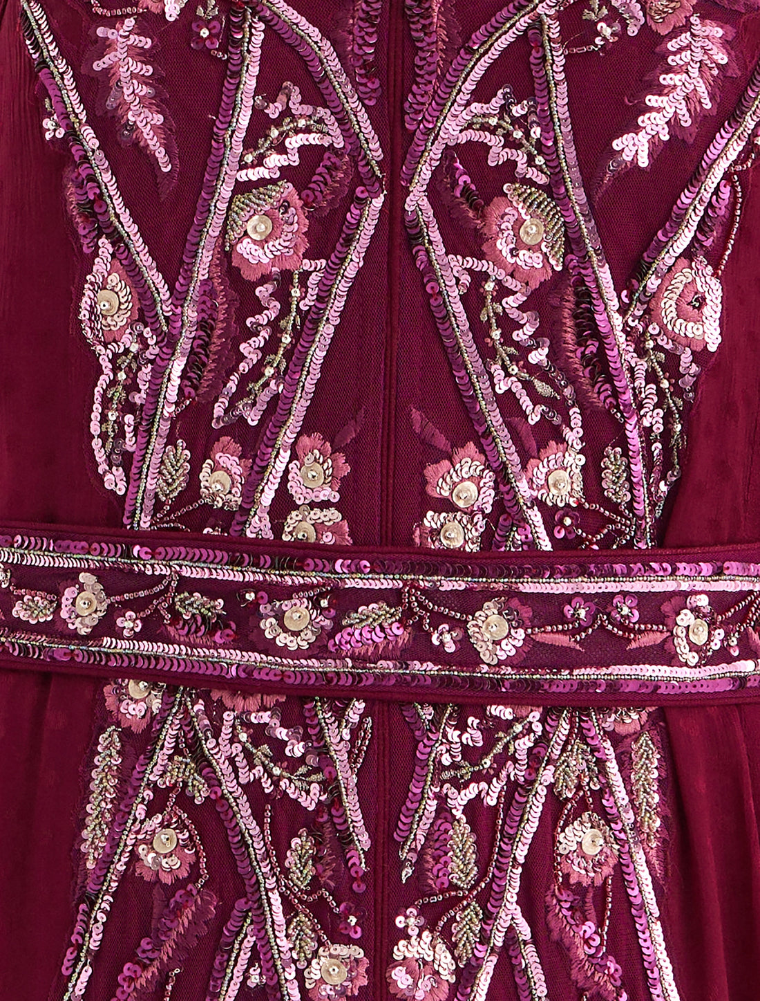 فستان باكمام مفتوحه طويل بلون برغندي لافت