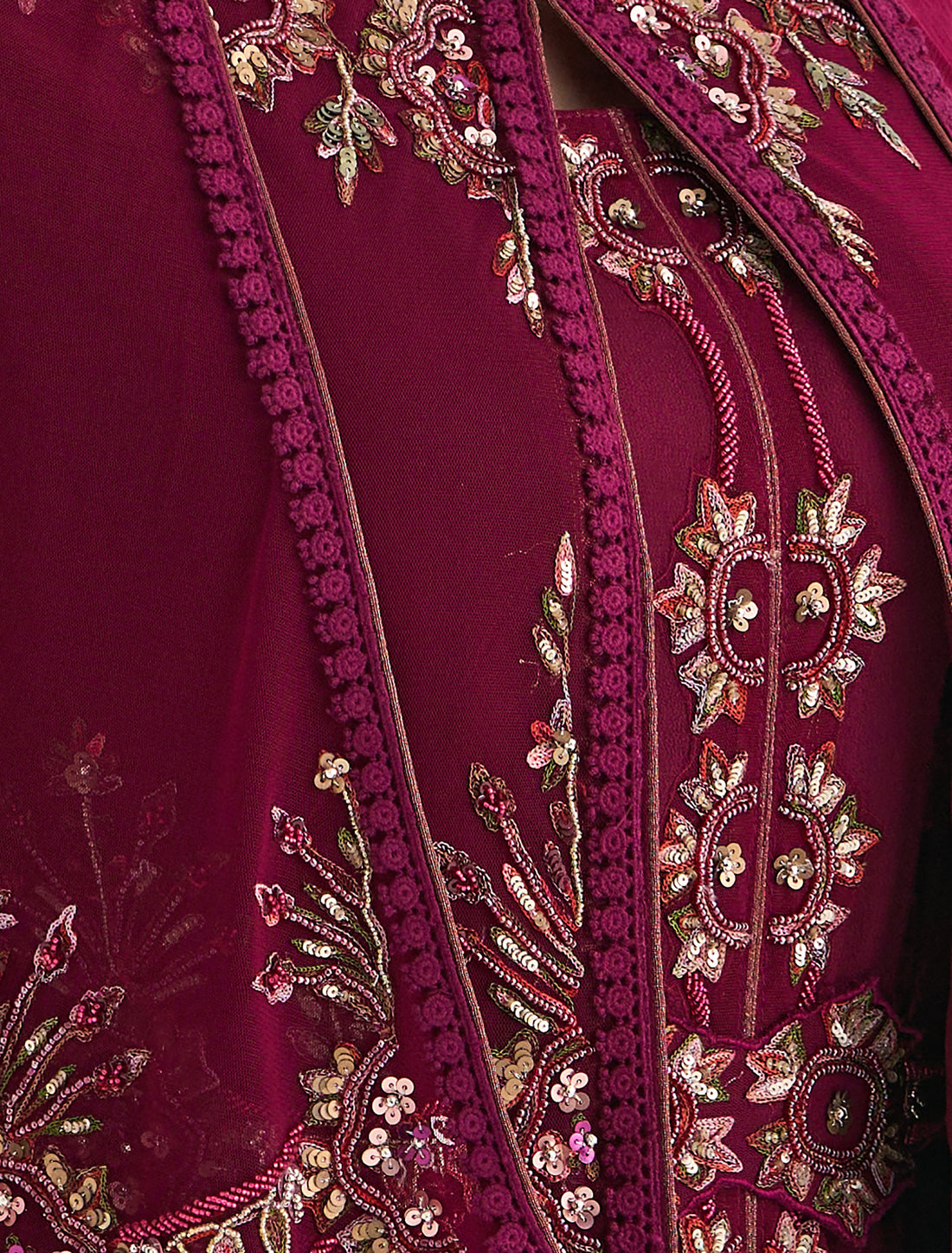 فستان مع جاكيت قصير بلون برغندي راقي