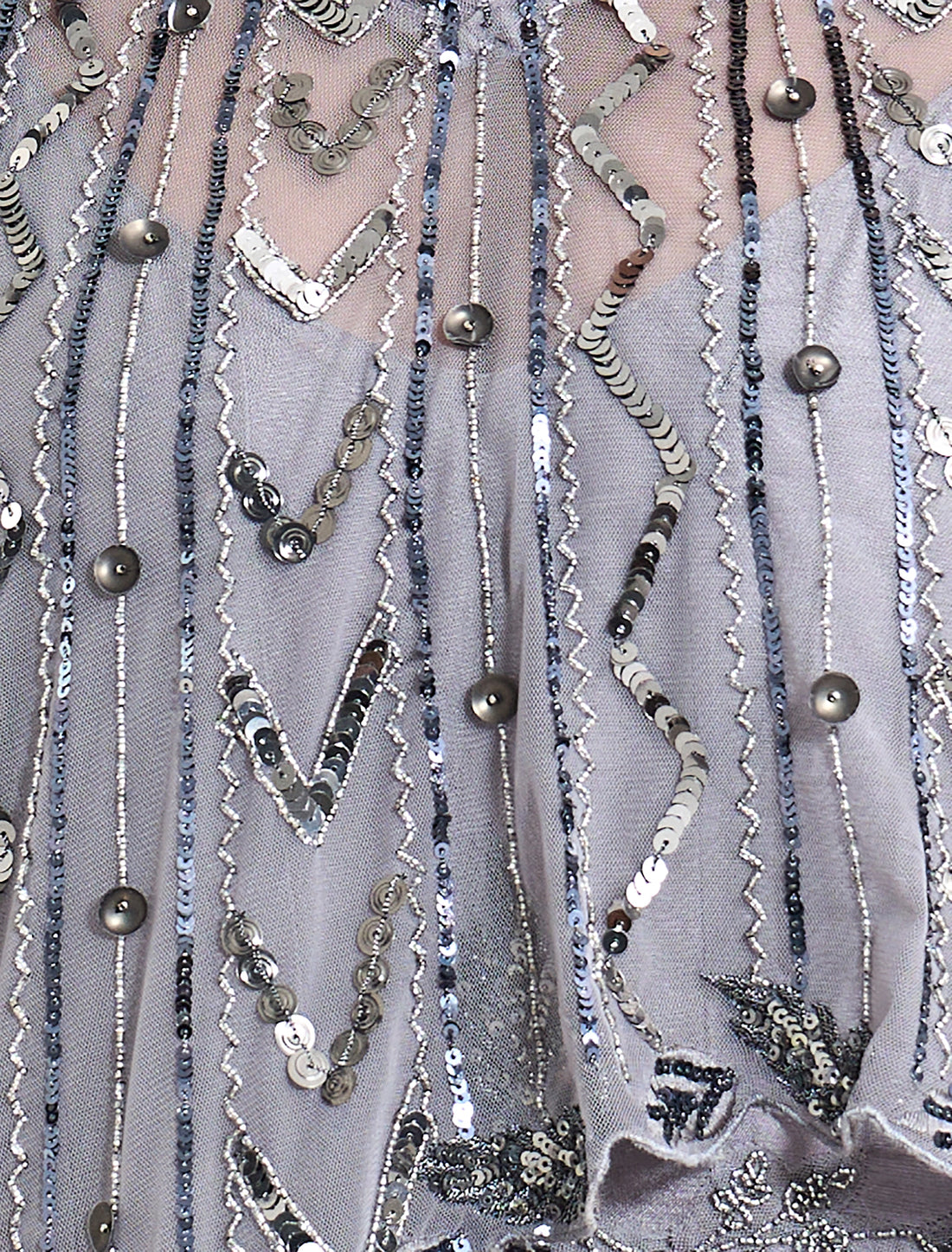 silver dress with embroidered cape