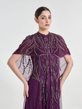 modest dress for women in dark mauve 