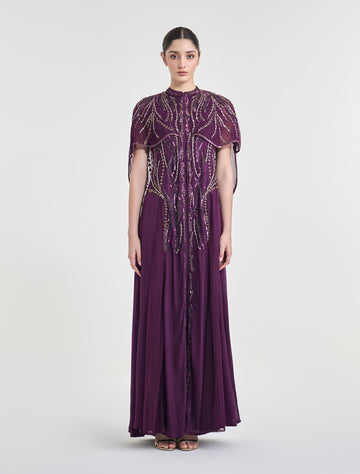 Mauve dress with hand embroidery