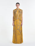 فستان كاب قصير بلون أصفر خردلي أنيق
cape dress in mustard yellow 