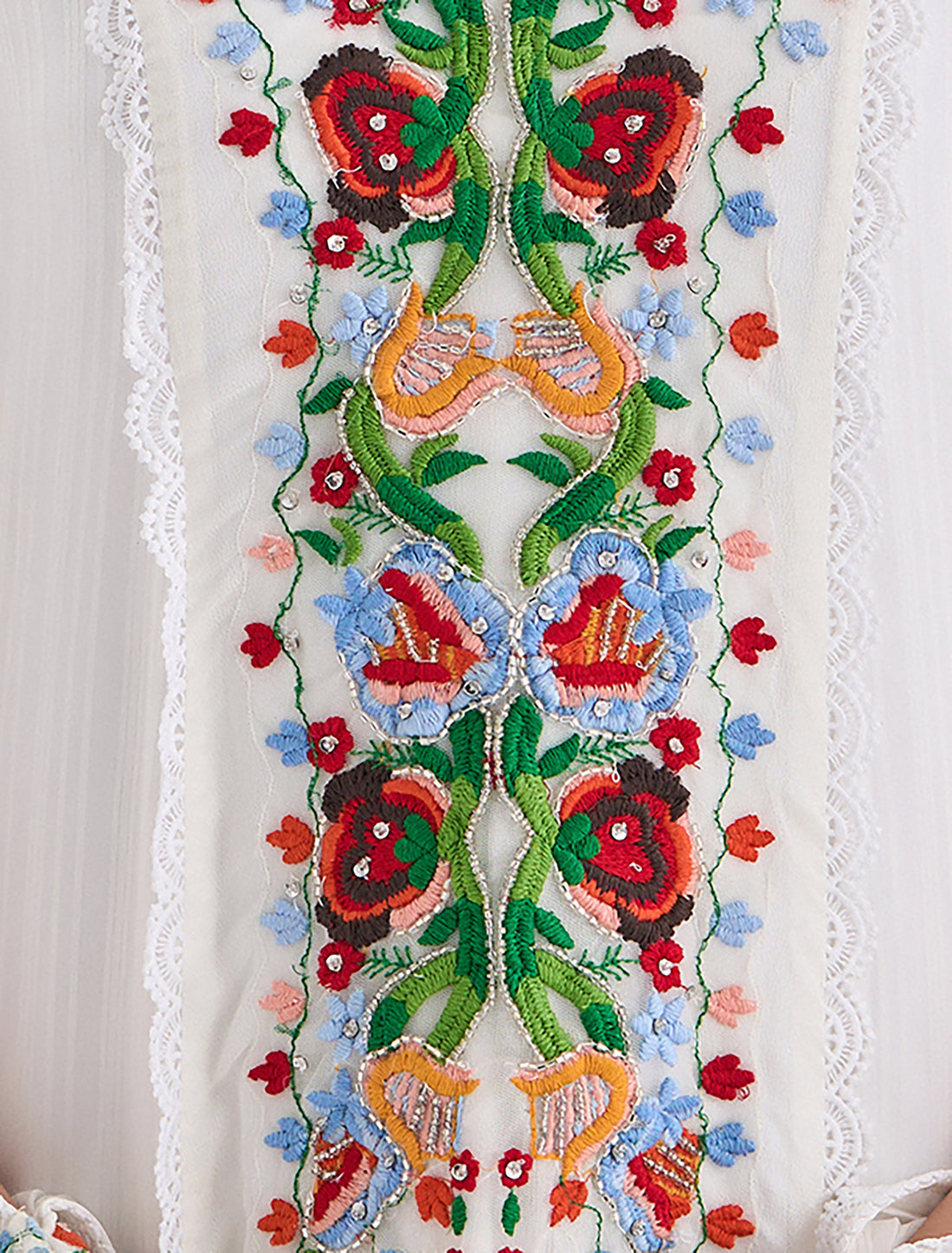 Long-Sleeved Evening Dress with Hand Embroidery