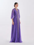 فستان موف سهرة طويل من التٌل الناعم
Long mauve dress in soft tulle 