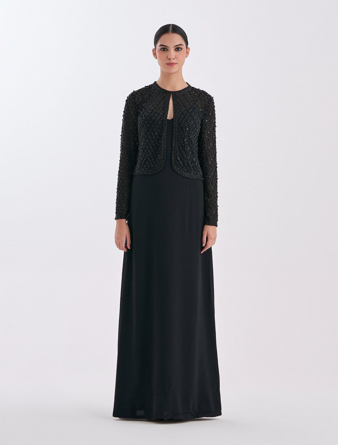 Black dress with short blazer