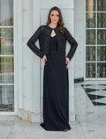 Modest black dress with embroidered blazer