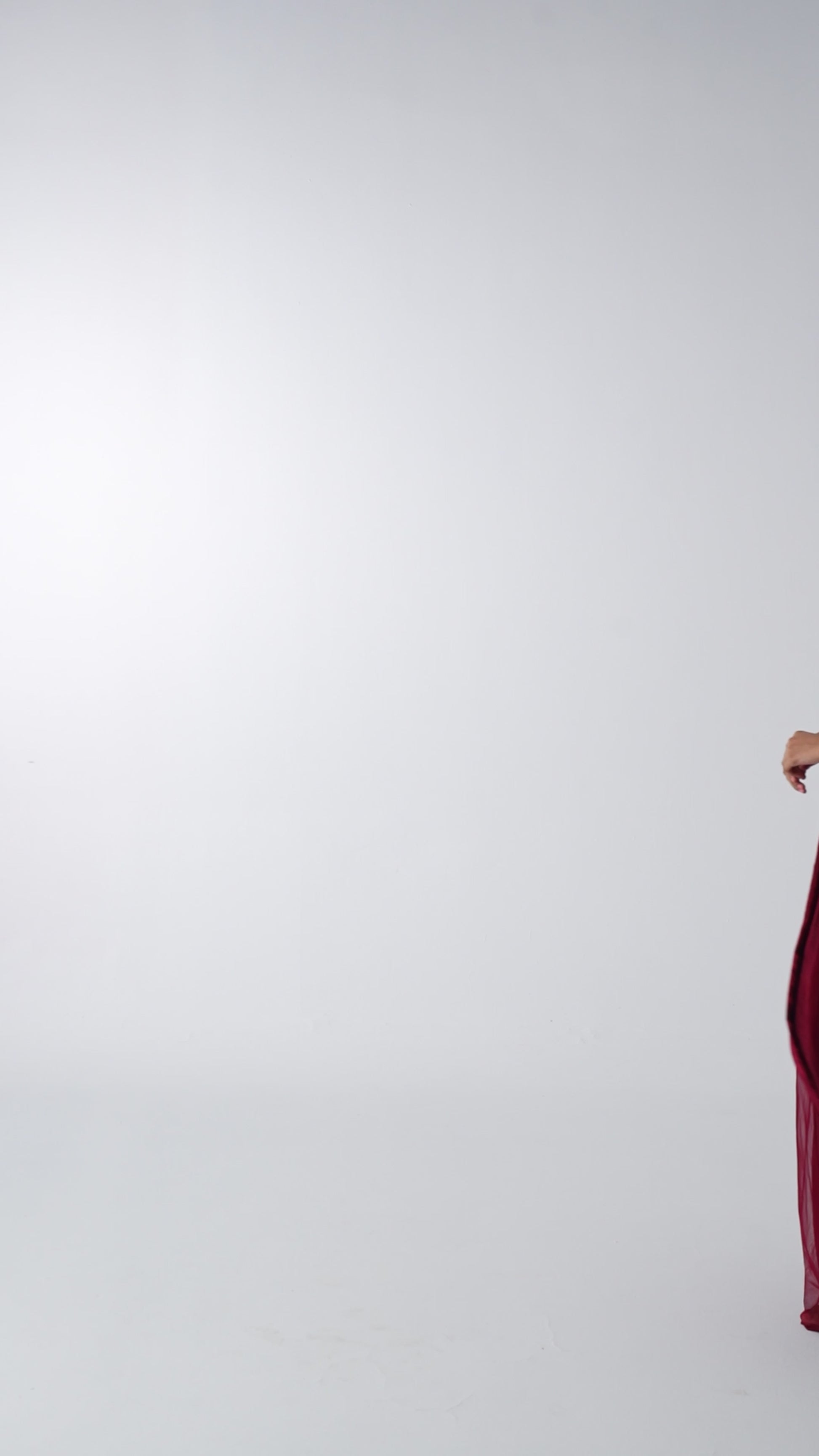 Long burgundy evening dress with a shawl