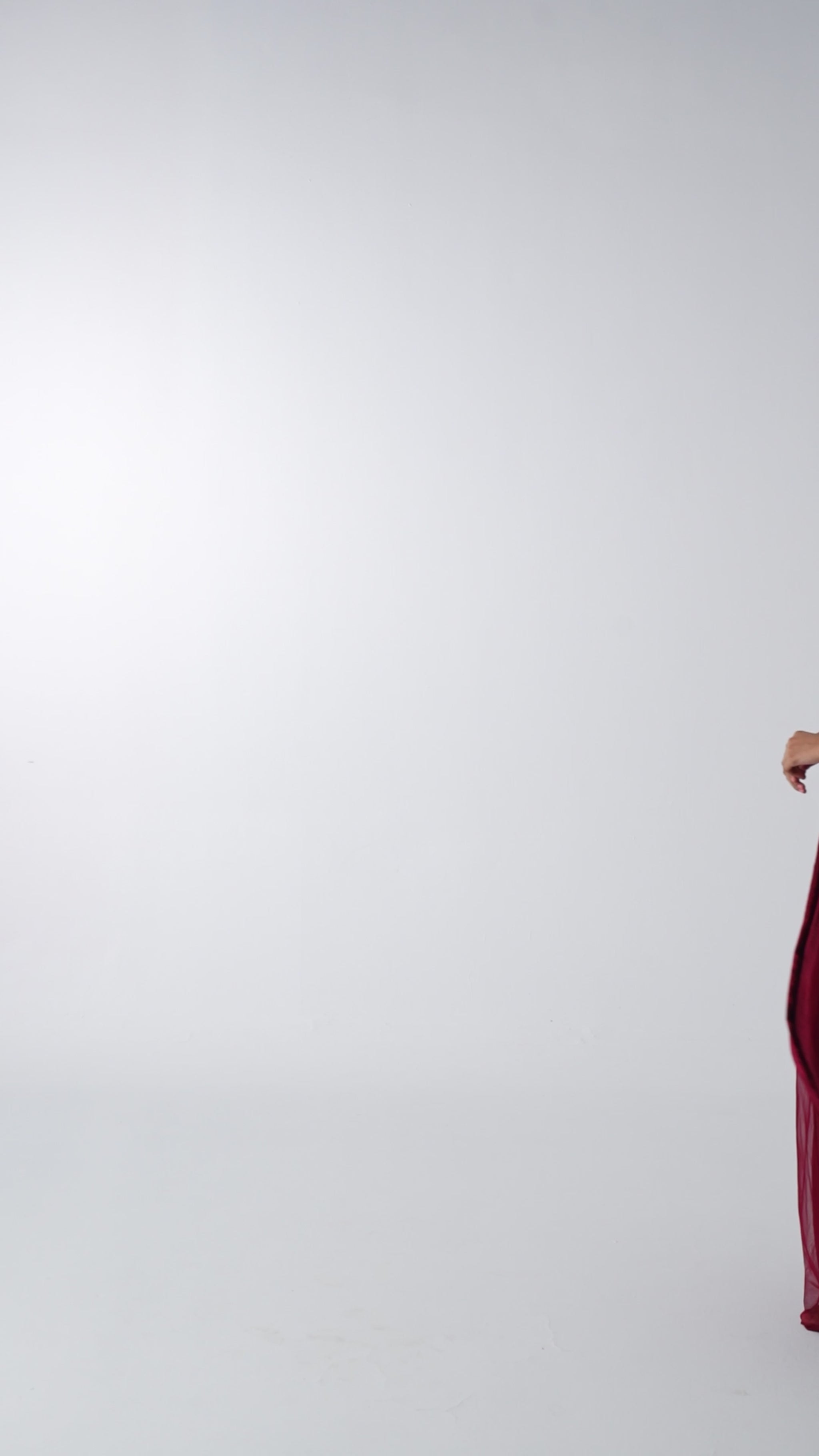 Long burgundy evening dress with a shawl